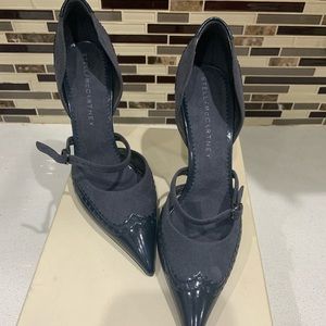 Stella McCartney grey blue pumps with strap.